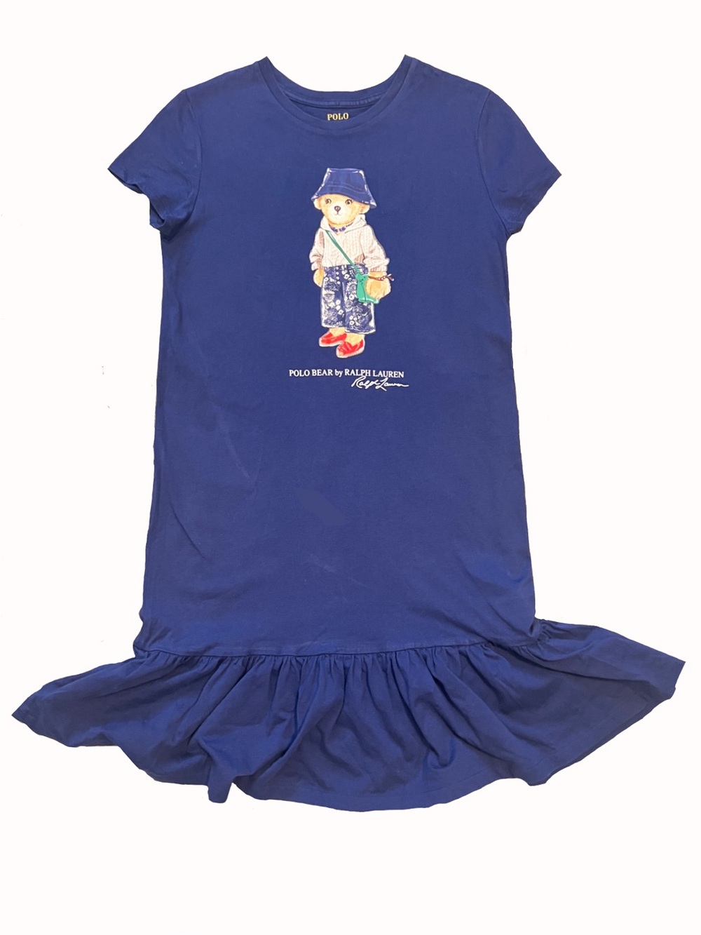 Polo by Ralph Lauren Navy Cotton Polo Bear Ruffle-Hem Dress